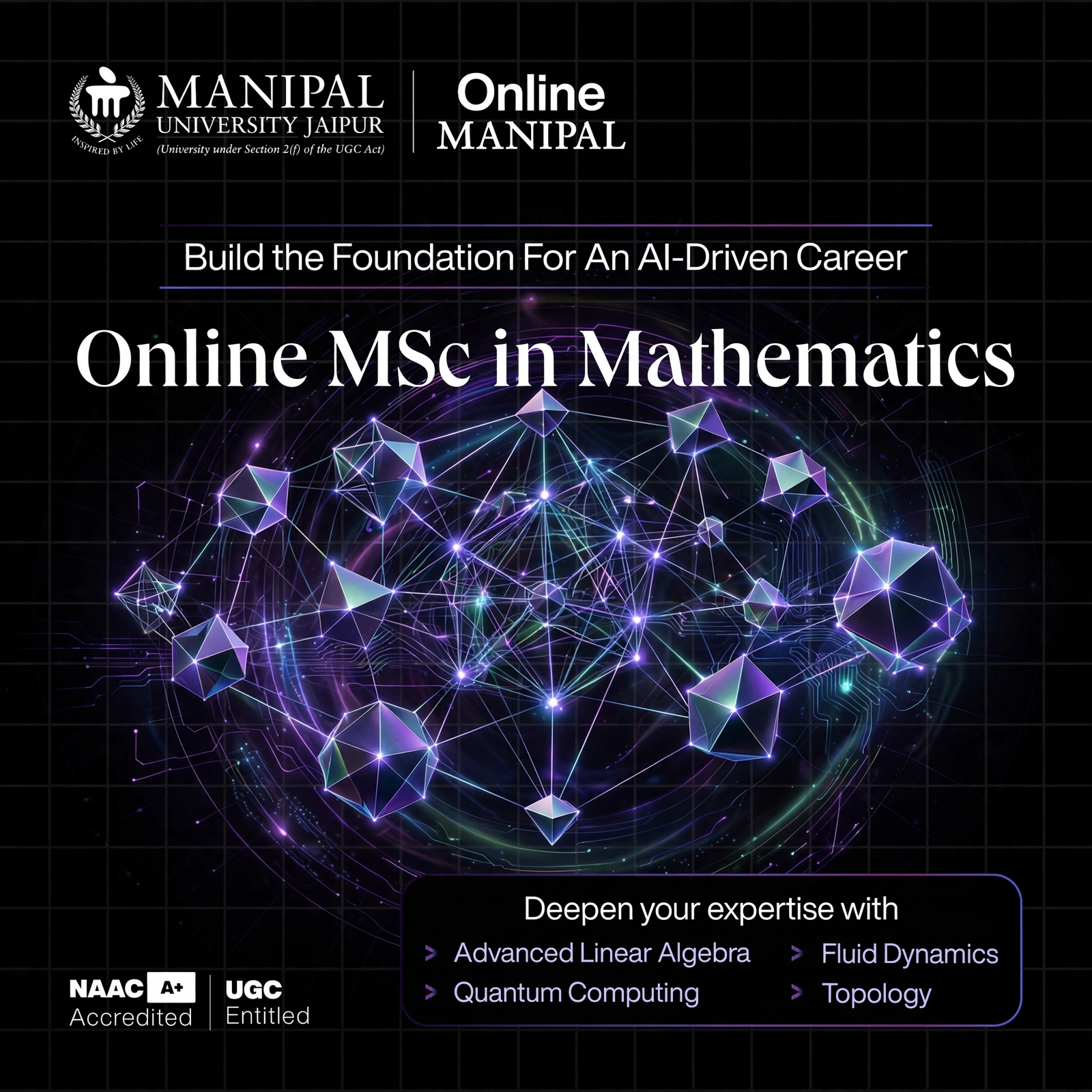 Manipal University Jaipur Online Facebook ad: Learn with ease, launch with support