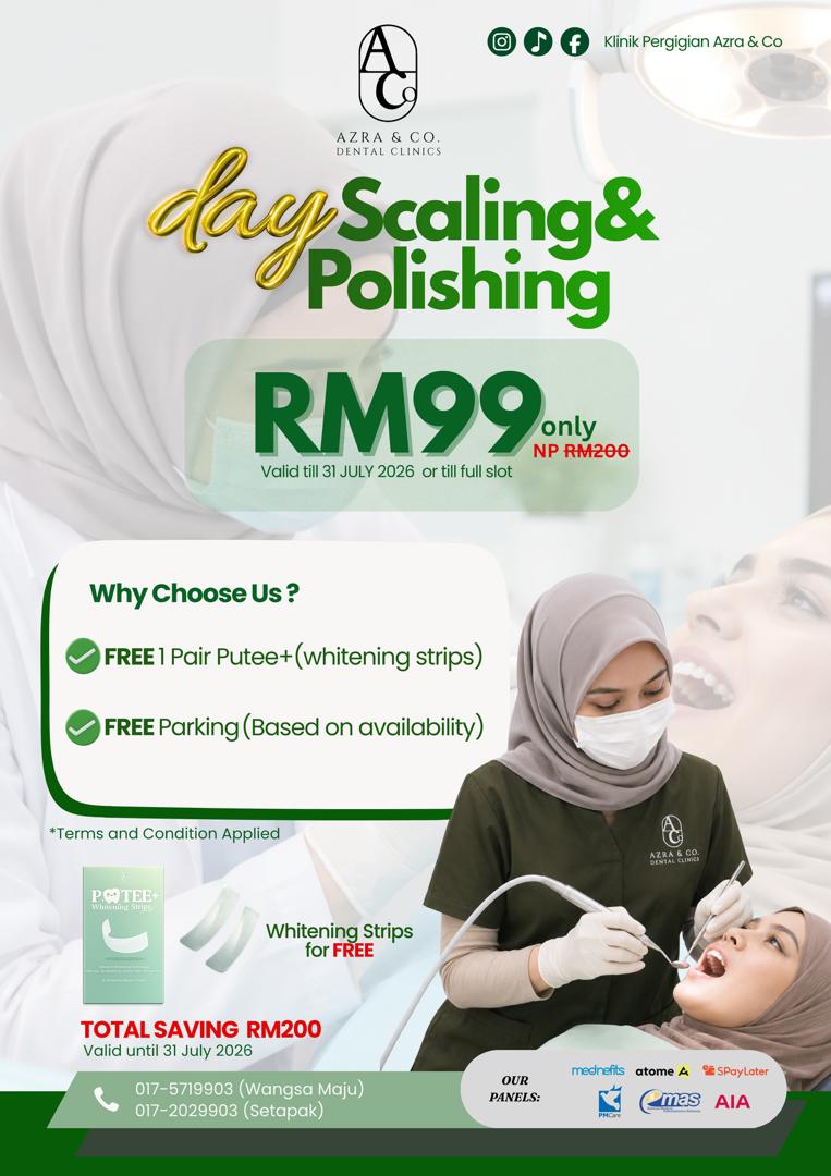 Klinik Pergigian Azra & Co Wangsa Maju Facebook ad: Scaling & Polishing RM99 + Consultation RM50