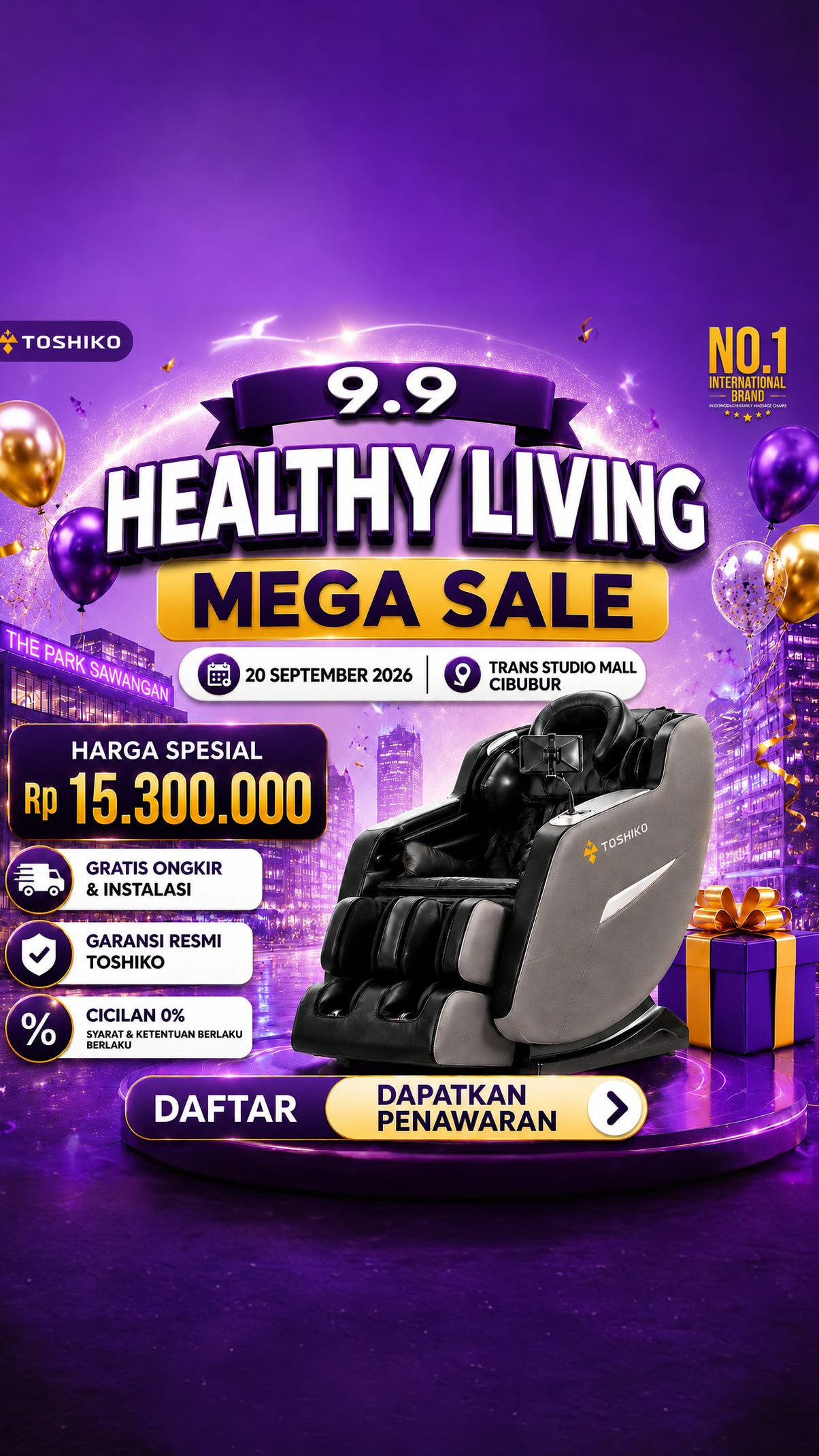 Kursi Pijat Mewah Toshiko Di Trans Studo Mall Cibubur Facebook ad: Kursi Pijat Diskon 48% Hanya Rp15.300.000 Dapatkan…
