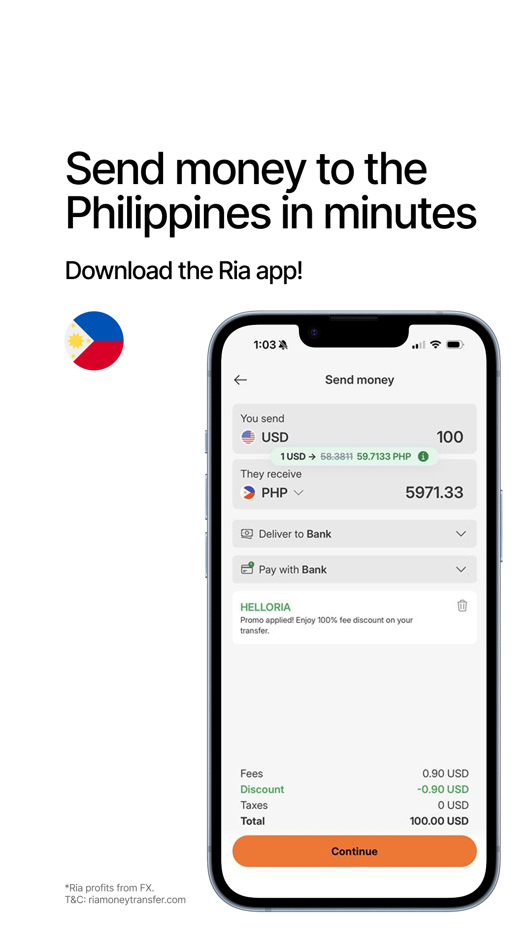 Ria Money Transfer Facebook ad