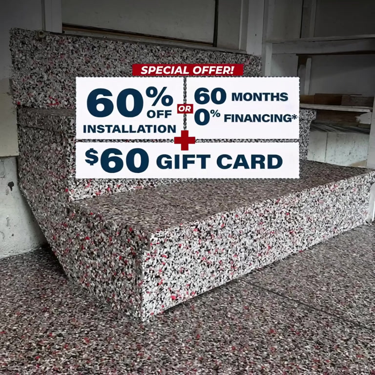 NINJA Concrete Coatings Facebook ad: ๐ฒ๐ฌ% ๐ข๐๐ ๐๐ป๐๐๐ฎ๐น๐น๐ฎ๐๐ถ๐ผ๐ป + $๐ฒ๐ฌ ๐๐๐๐งโฆ