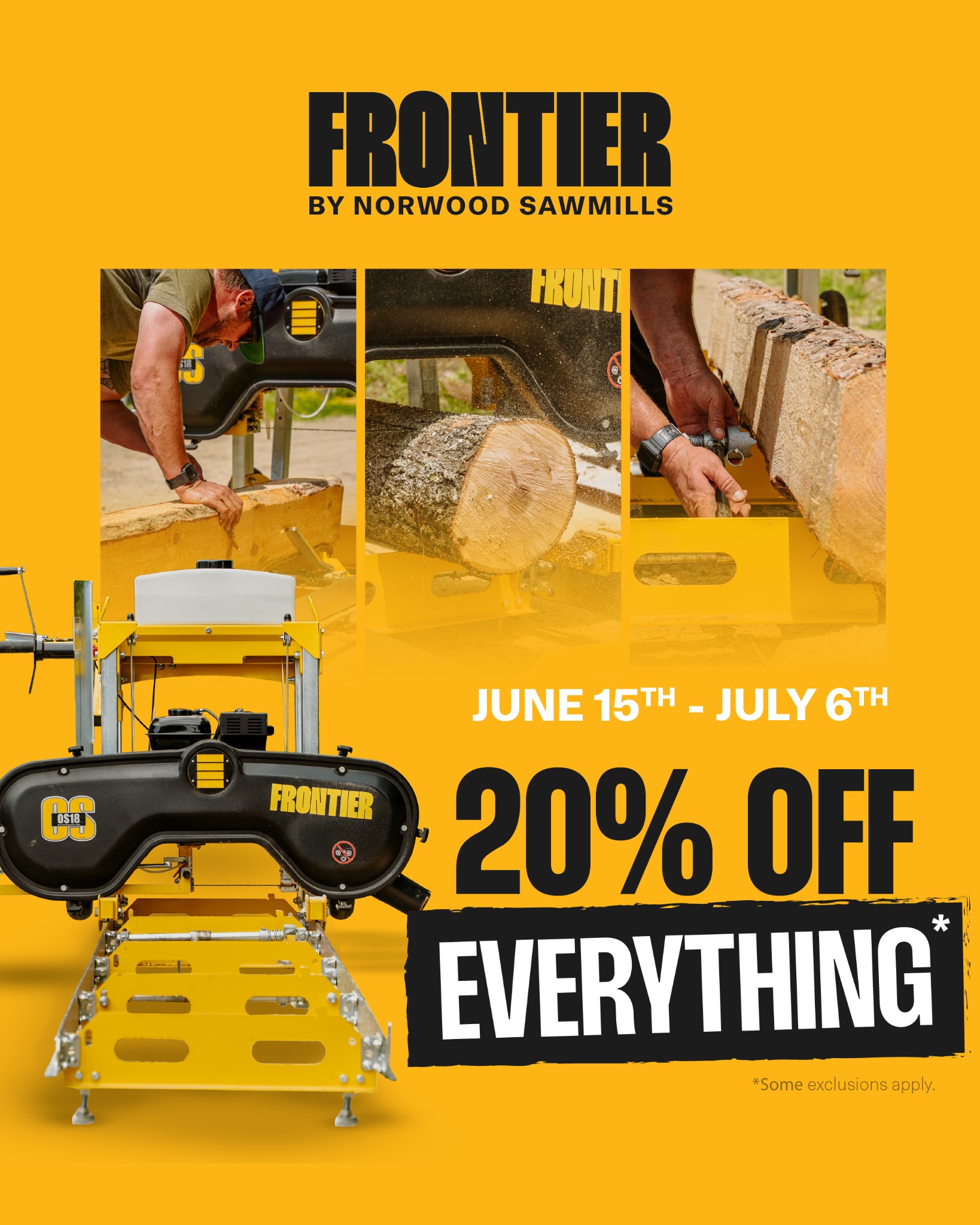 Frontier Sawmills Facebook ad: Summer Savings on Everything Frontier