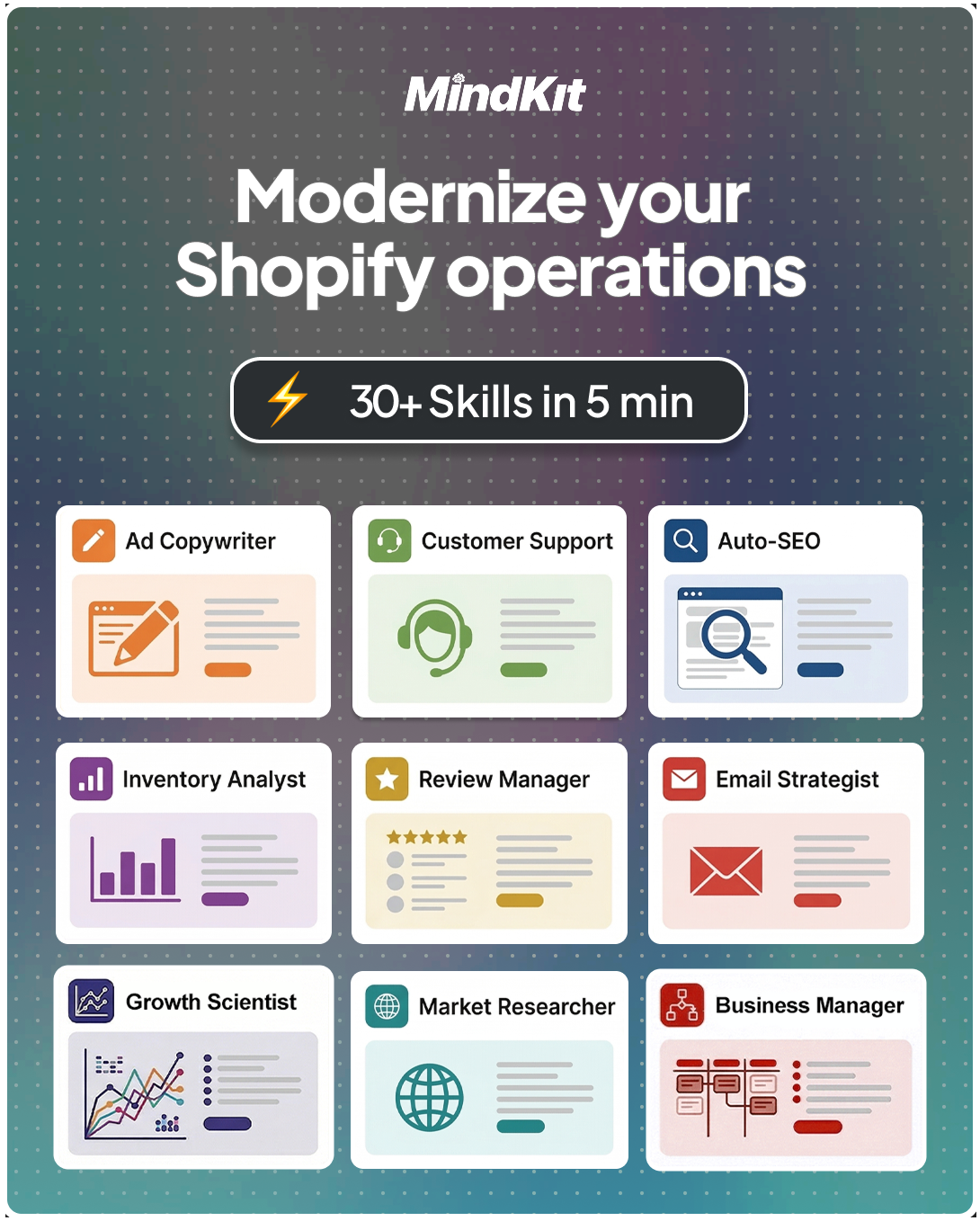 Titas Jurkonis Facebook ad: 30+ Claude Skills for Shopify. Ready in 5 Min.
