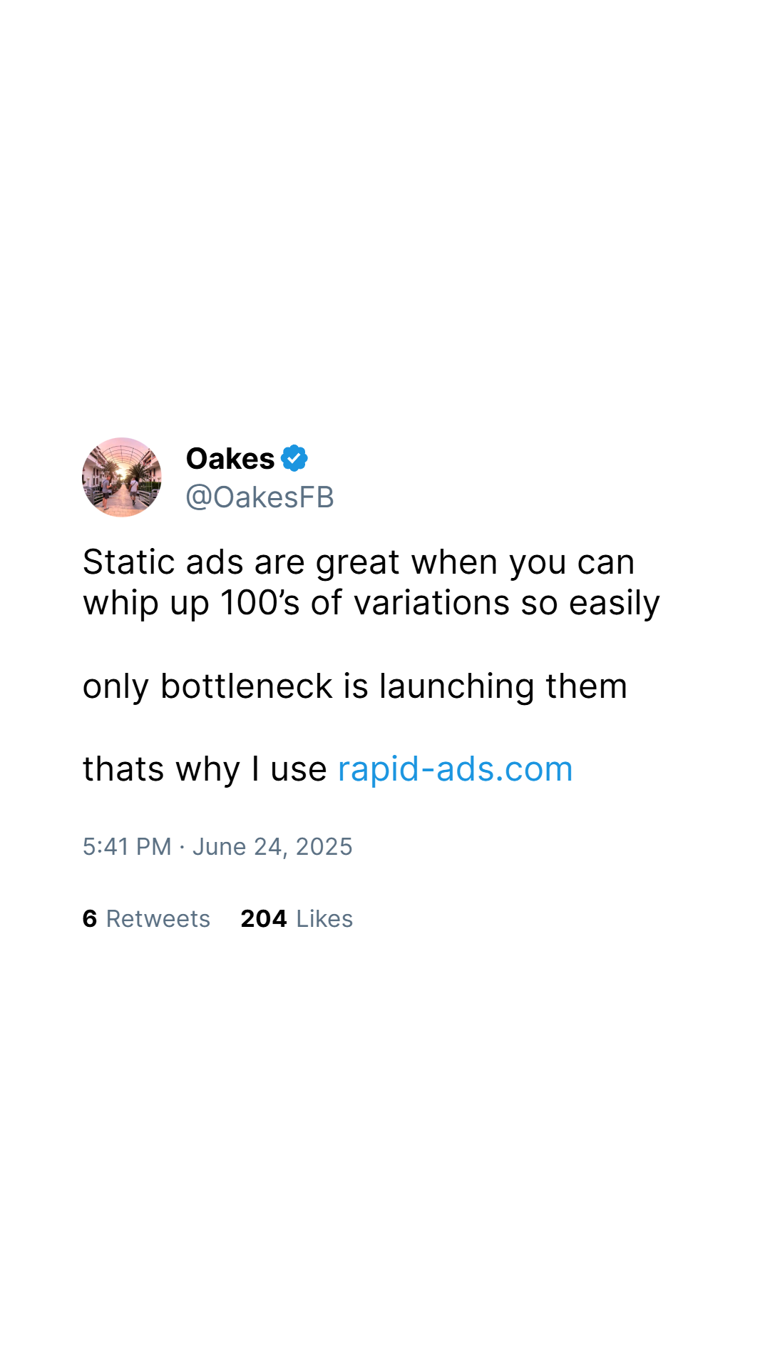 Rapid Ads Facebook ad