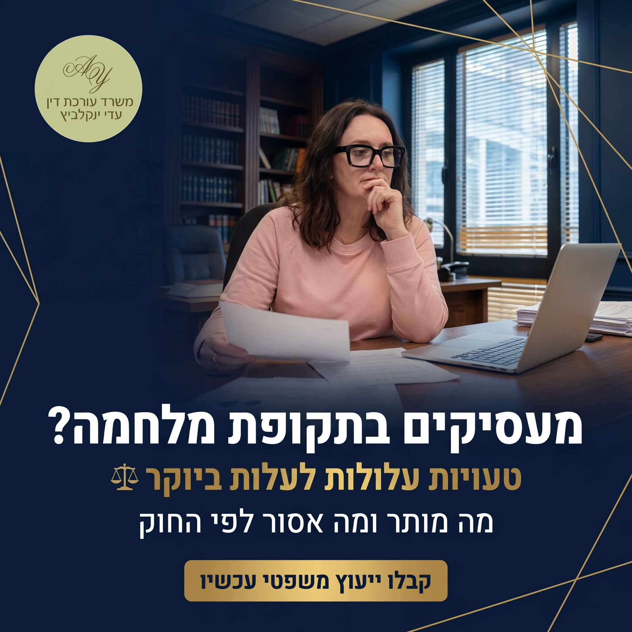 עוד עדי ינקלביץ - דיני עבודה Facebook ad: עו״ד עדי ינקלביץ׳ משרד עריכת דין, ליווי משפטי למעסיקים…