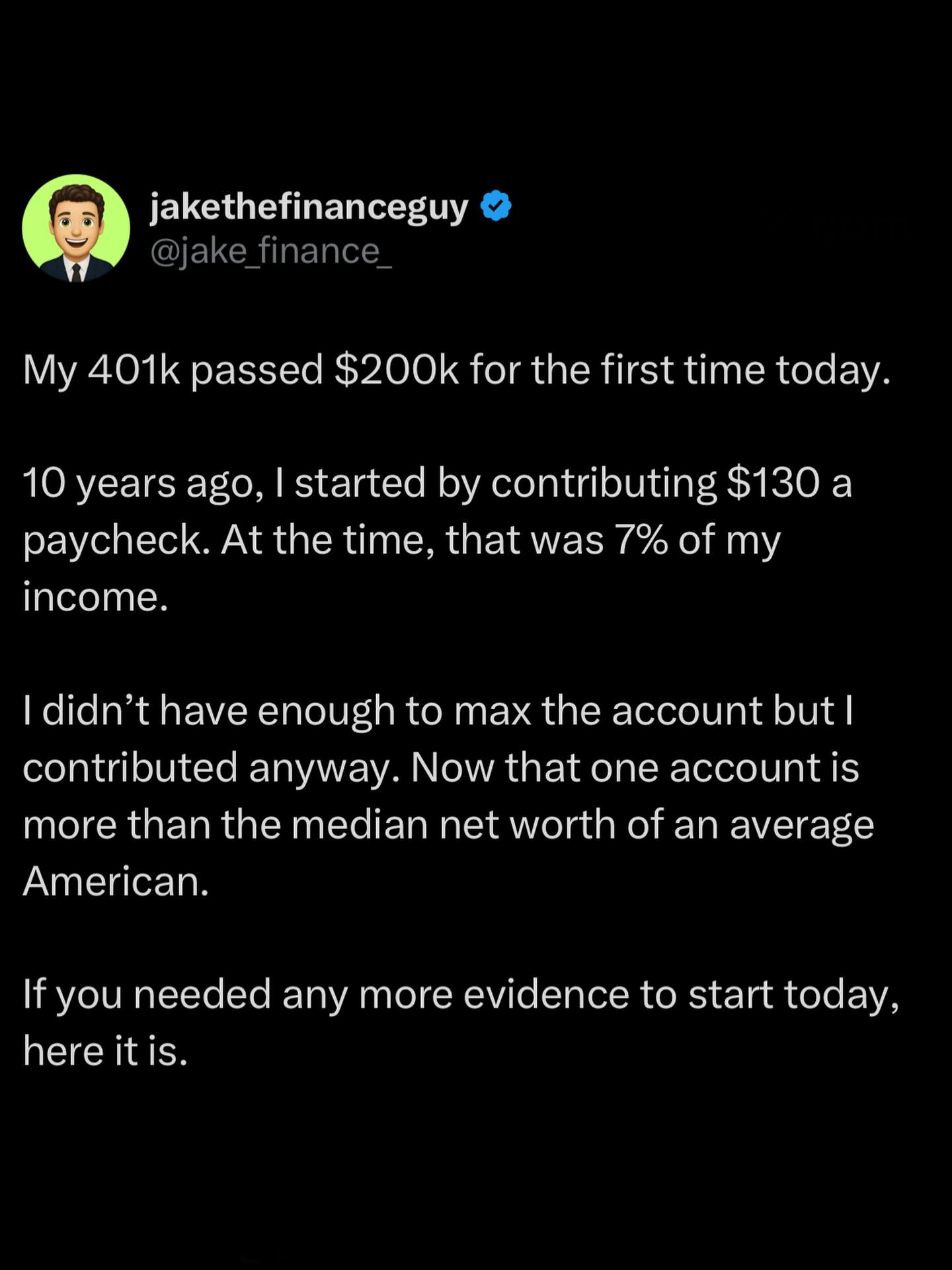 jakethefinanceguy Facebook ad: Hitting milestones like this reminds me why I…