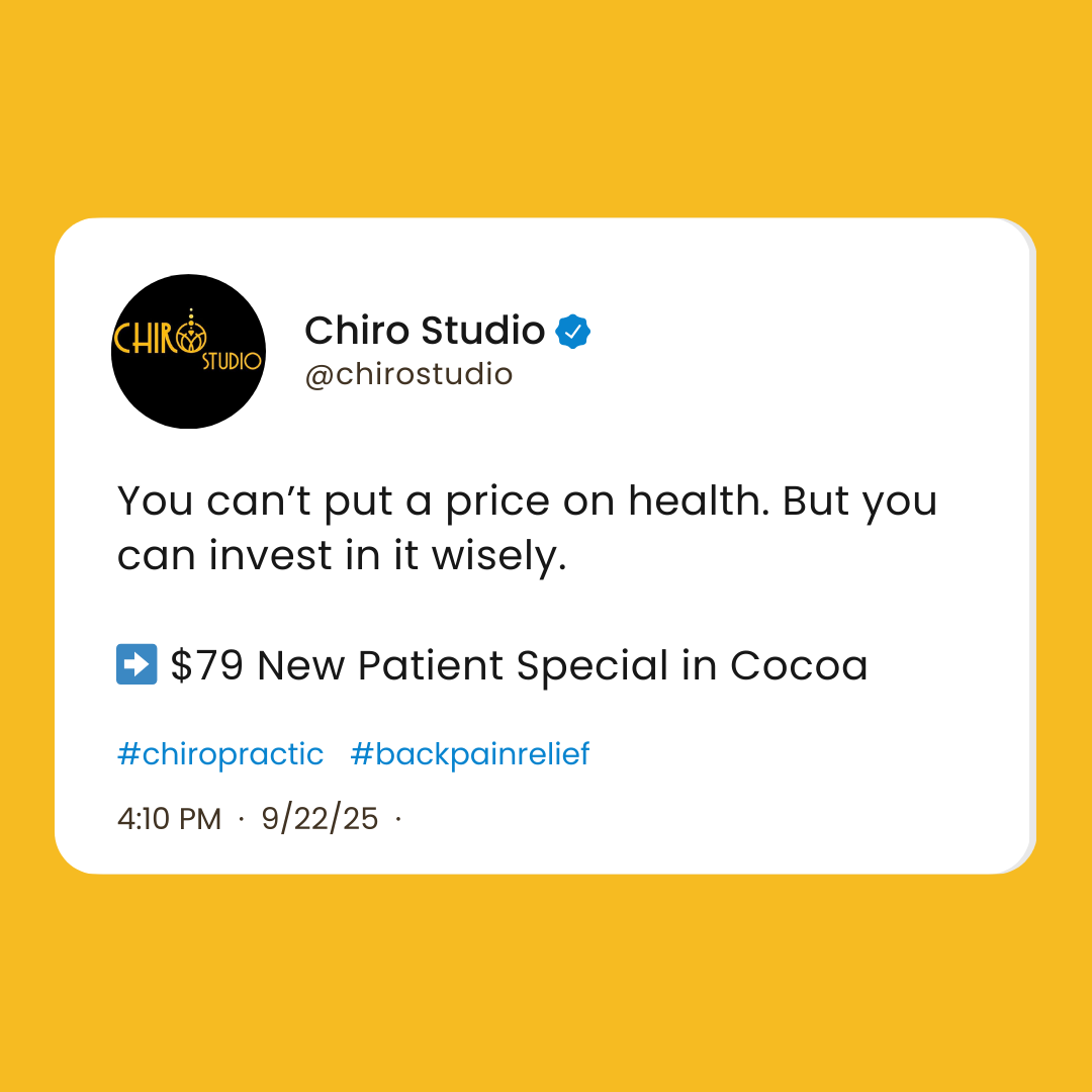 Chiro Studio Cocoa Facebook ad from Jul 10, 2026