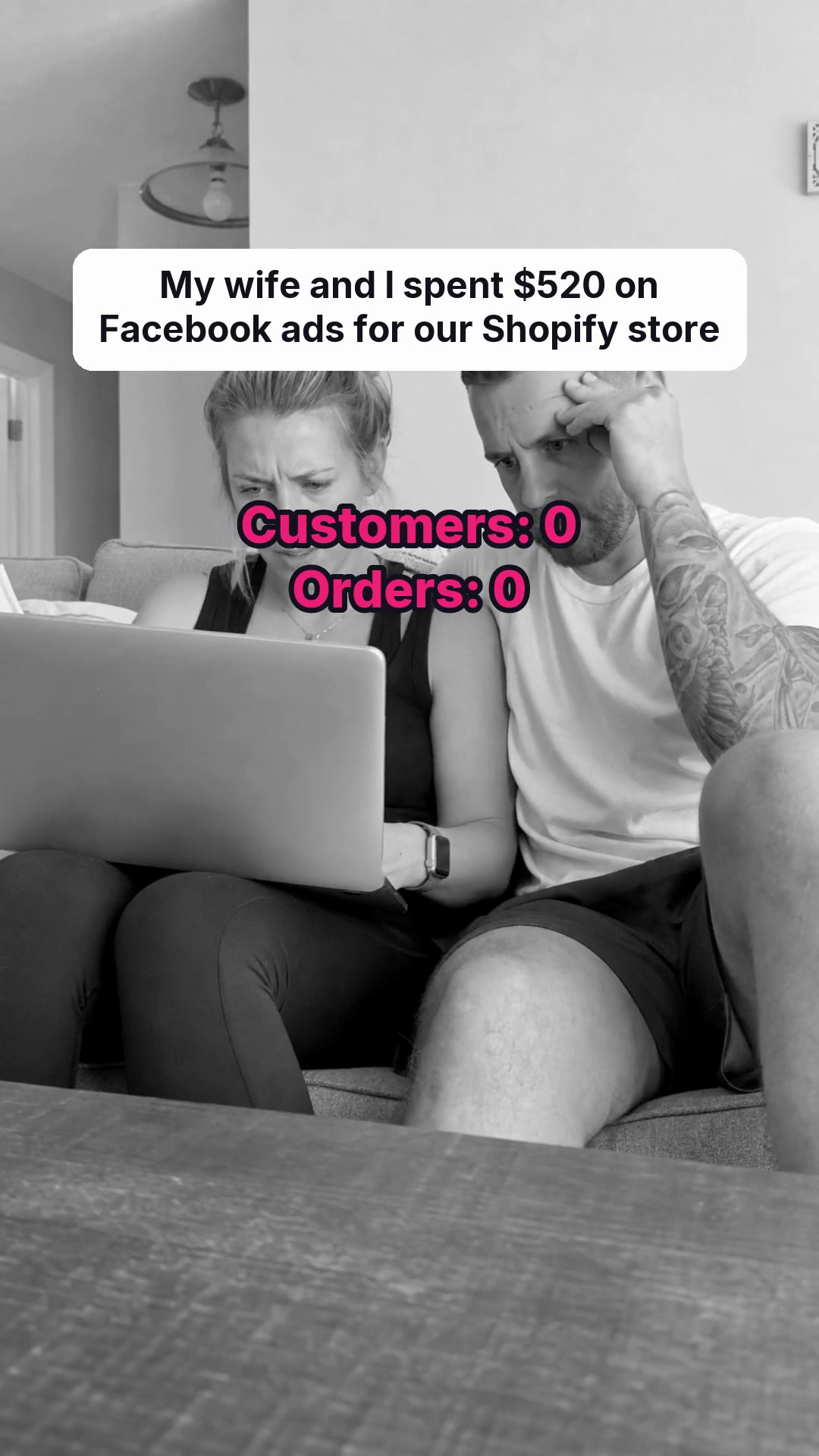 trycrush.ai Facebook ad: $520 on ads, 0 orders. Then 71 in 4 days.