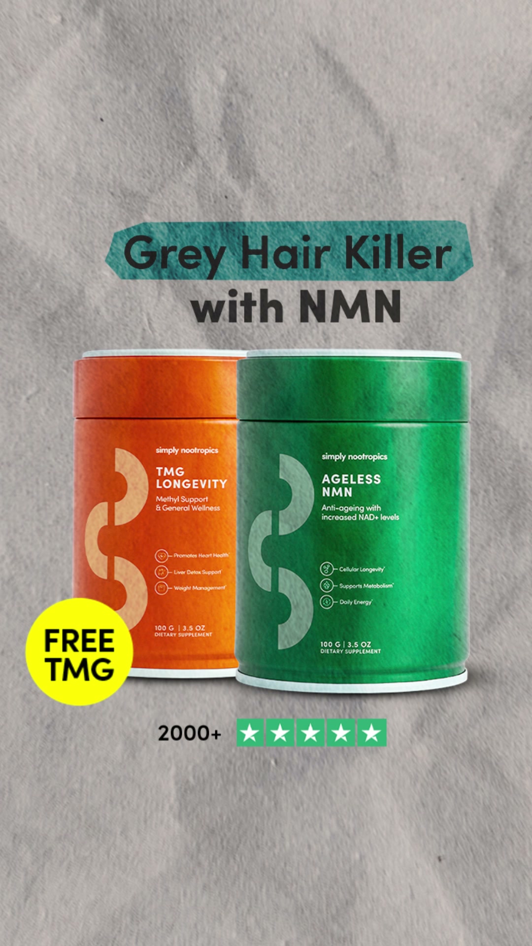 Simply Nootropics Facebook ad: Try Our Best Selling Ageless NMN Today