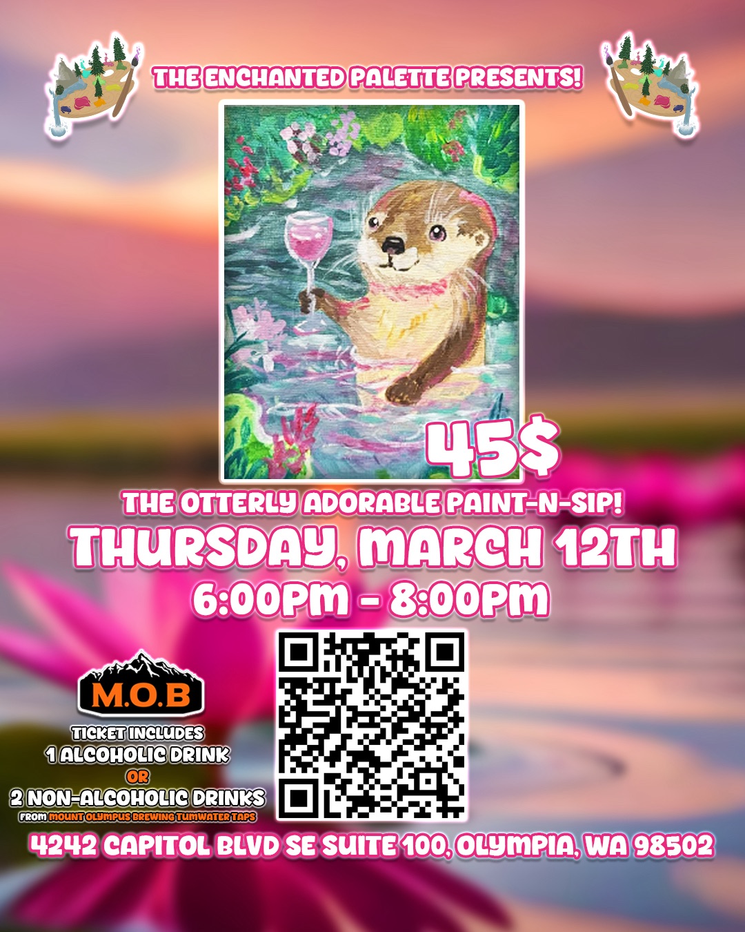 The Enchanted Palette Facebook ad: Otterly Adorable Paint-n-Sip