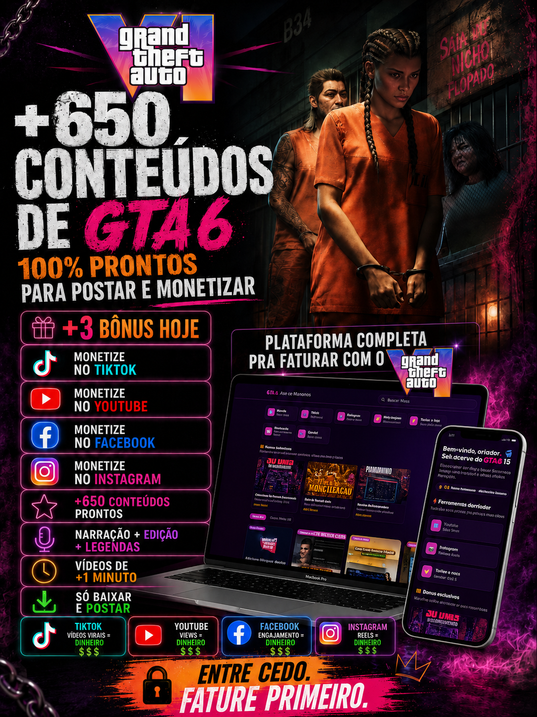 Agência GCC Facebook ad: +1000 Vídeos do GTA 6 Prontos, Poste e Viralize
