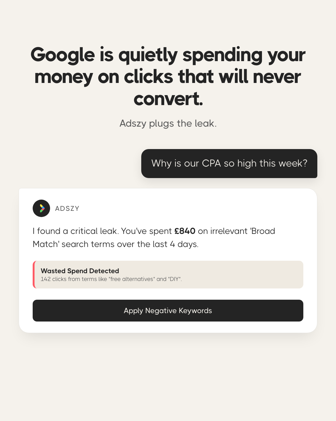 Adszy.ai Facebook ad: Start free trial