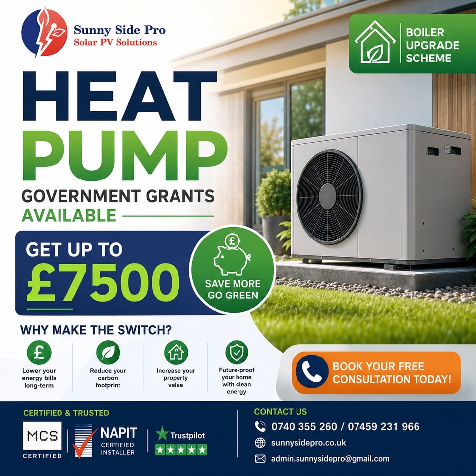Sunny Side Pro Facebook ad: Air Source Heat Pump replaces your Gas heating.