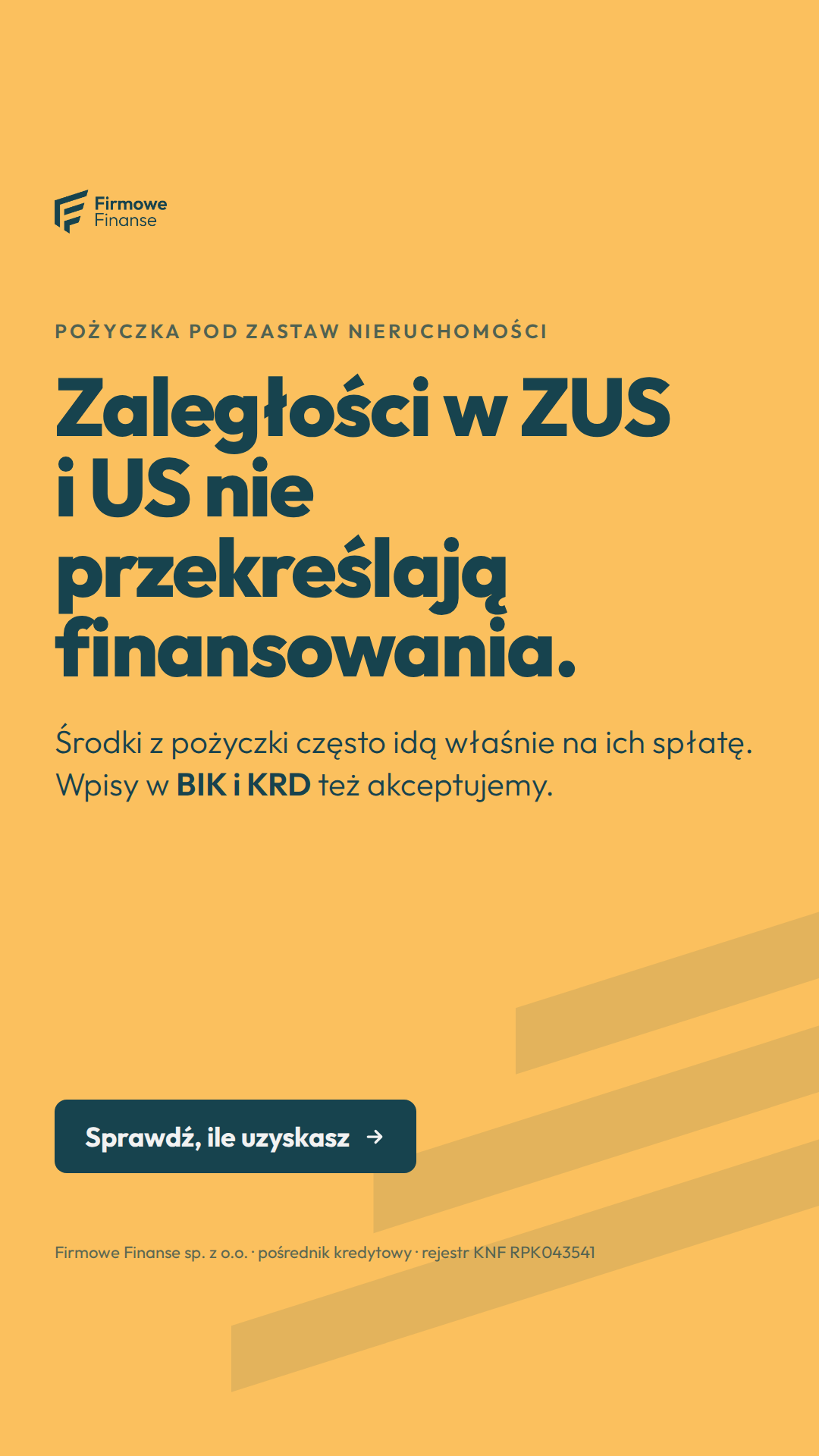 Firmowe Finanse Facebook ad: Pożyczka dla firm od 100 000 zł