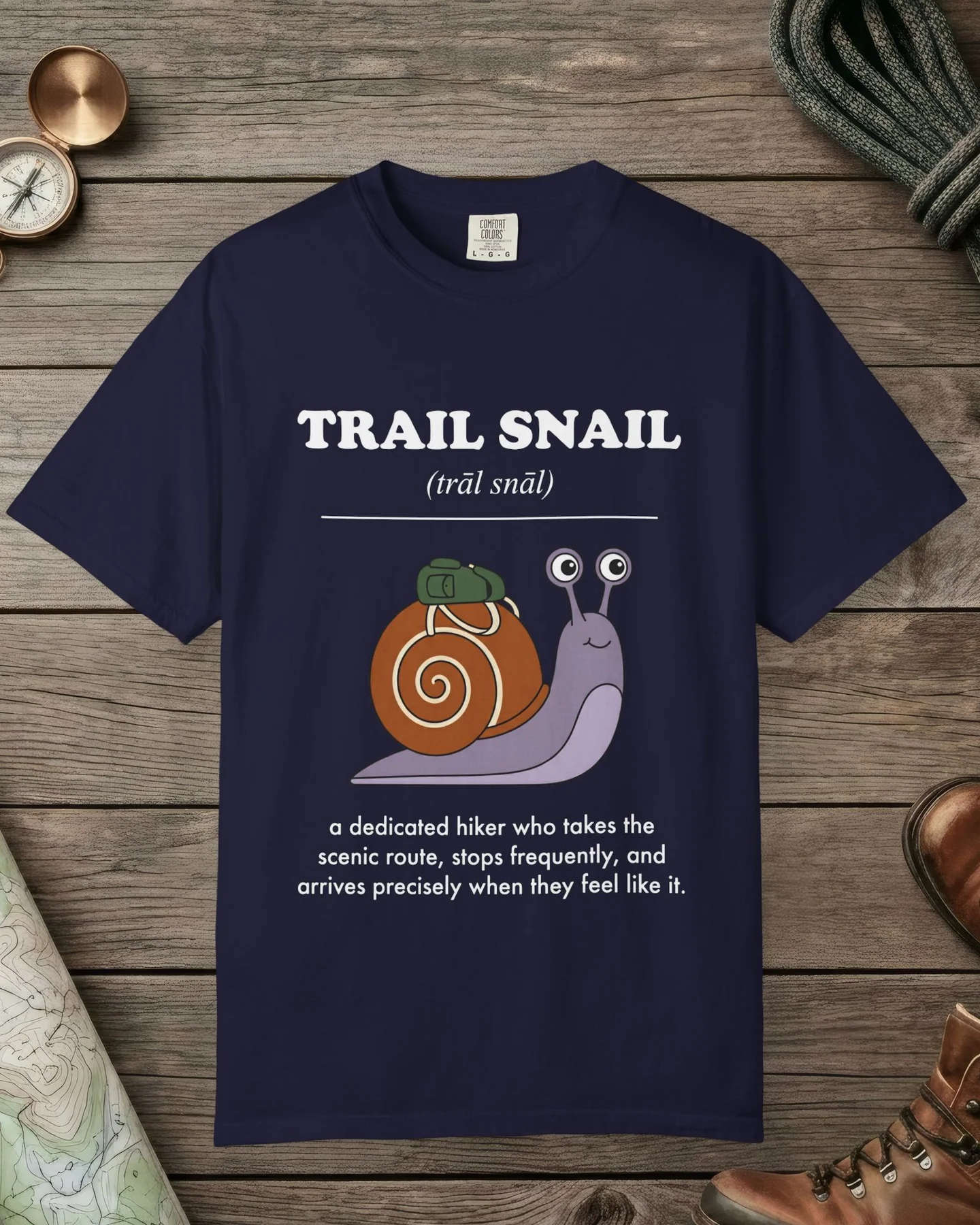 MossNomad Facebook ad: Trail Snail Definition T-Shirt