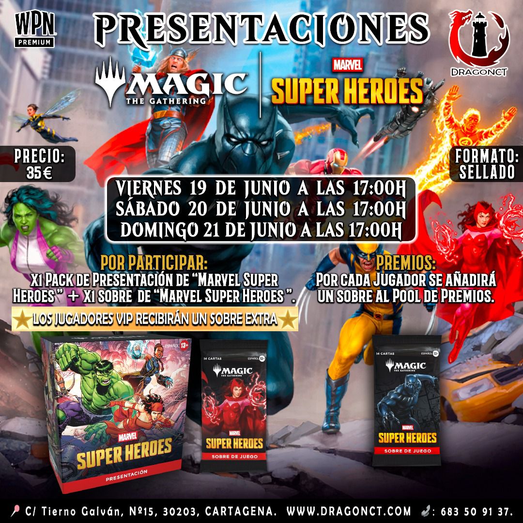 DRAGONCT Facebook ad: *¡Llega la Presentación de Magic: Marvel Super Heroes…