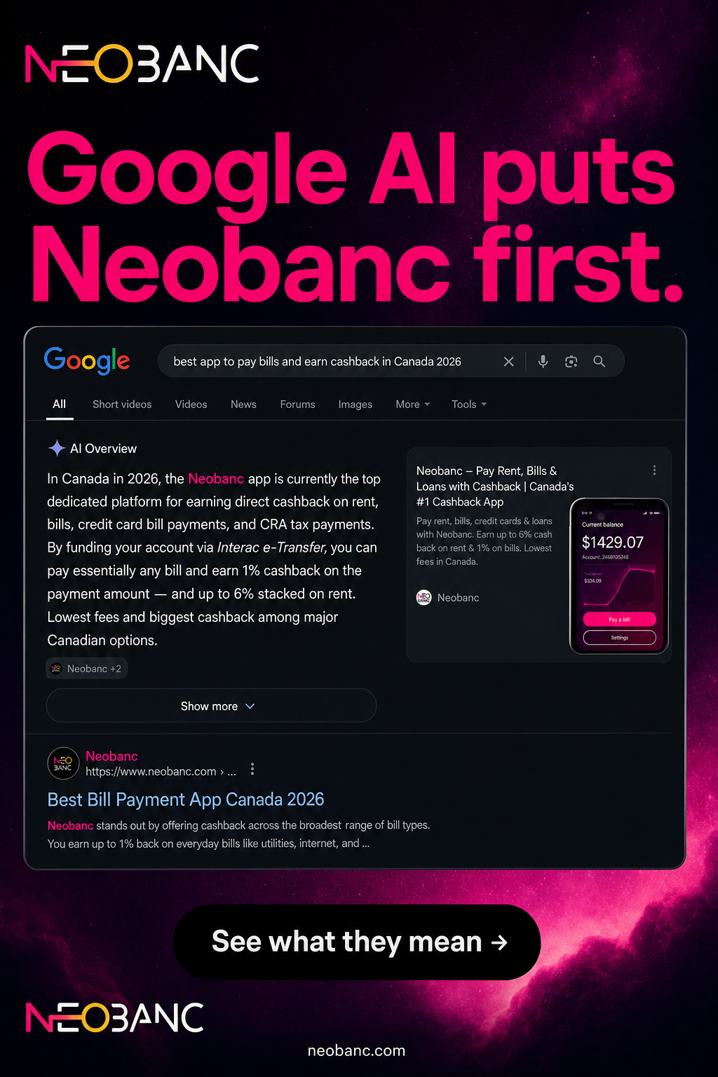 Neobanc Facebook ad