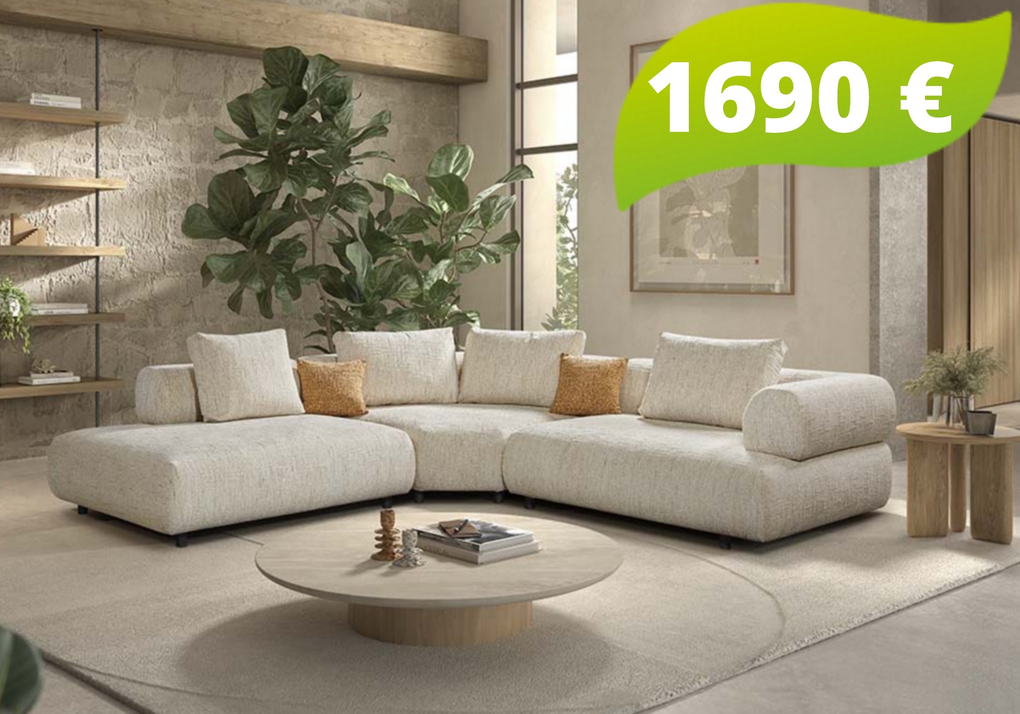 Meubles écureuil Facebook ad: Salon d’angle contemporain en tissu avec tous ses…