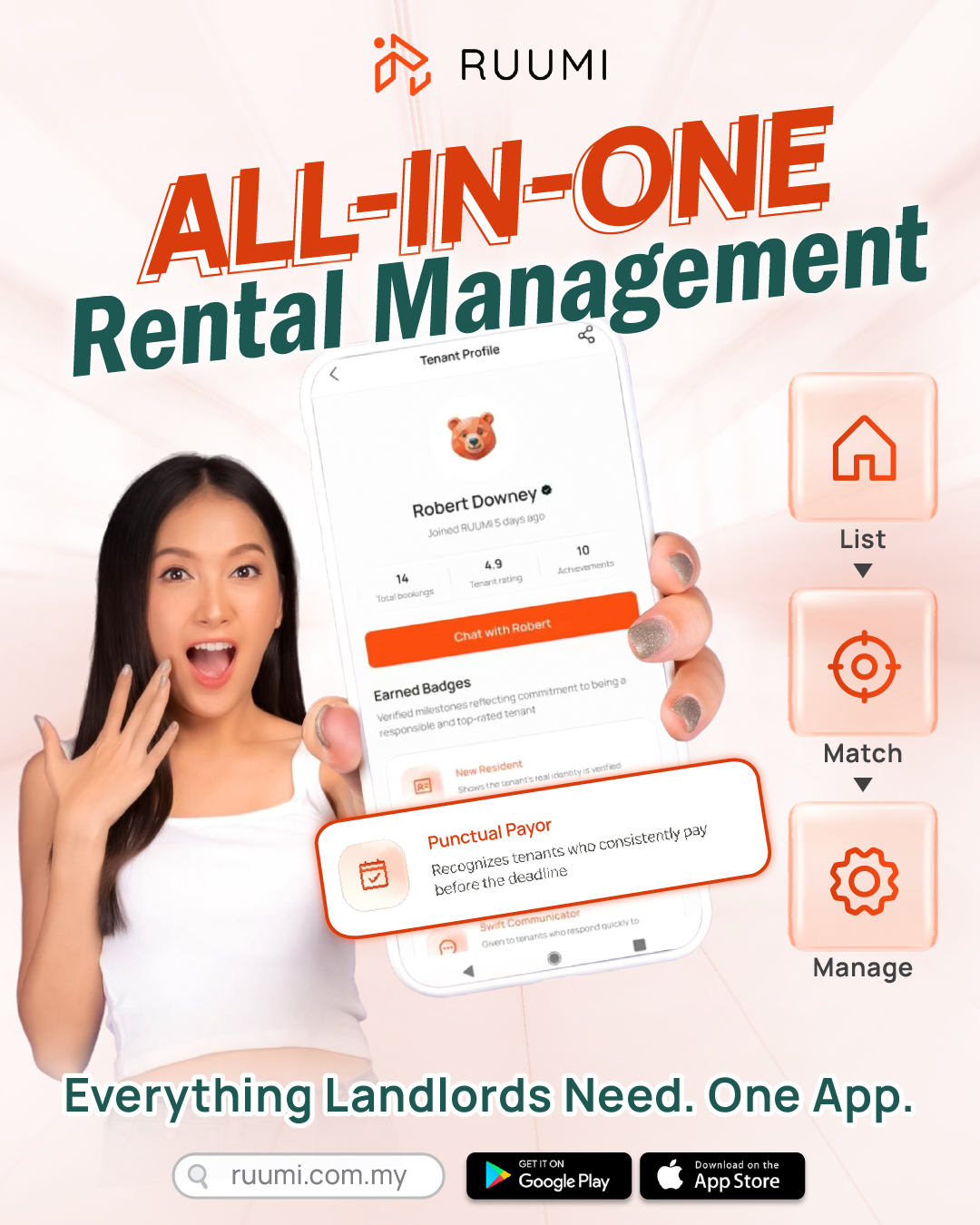 RUUMI Experience Facebook ad: Find your ideal tenant!