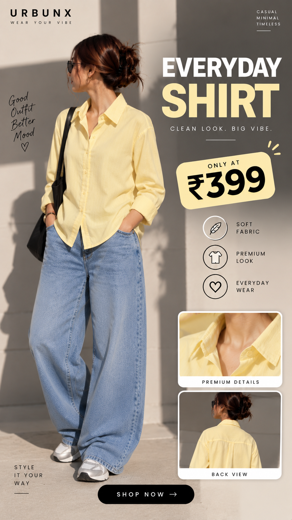 Urbunx Facebook ad: PREMIUM OVERSIZED SHIRTS