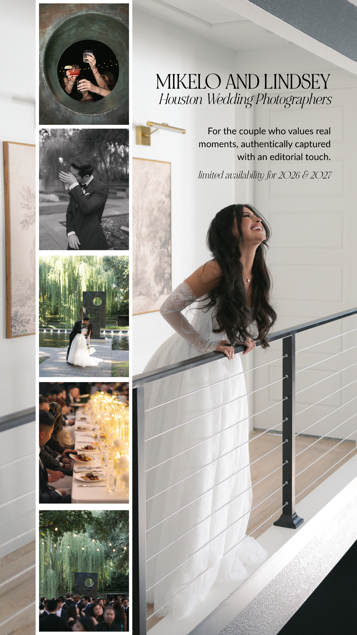 Mikelo and Lindsey Facebook ad: Houston Wedding Photographers for Distinct Venues