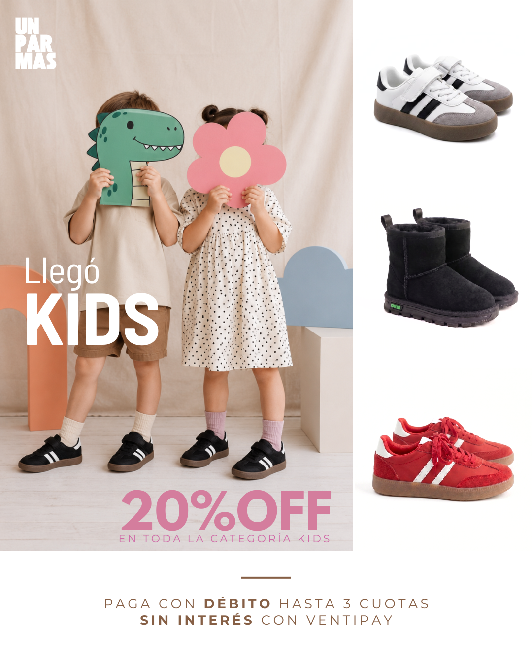 Unparmas.cl Facebook ad: 20% off en todo KIDS