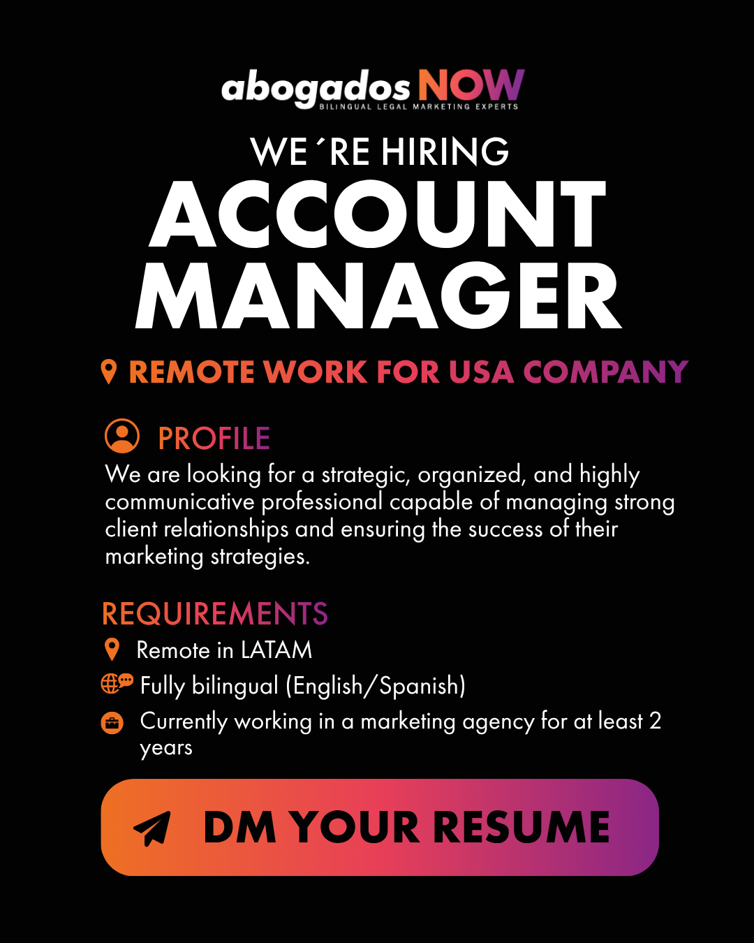 Abogados NOW Facebook ad: Join a fast-growing bilingual legal marketing company and…