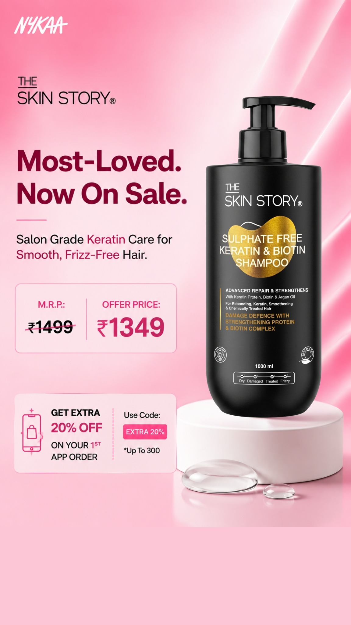 The Skin Story Facebook ad: Salon-Grade Keratin Care at ₹1,349