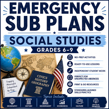 Gabriel Vicéns Rivera Facebook ad: EMERGENCY SUB PLANS SOCIAL STUDIES GRADES 6-9 | GROWING…