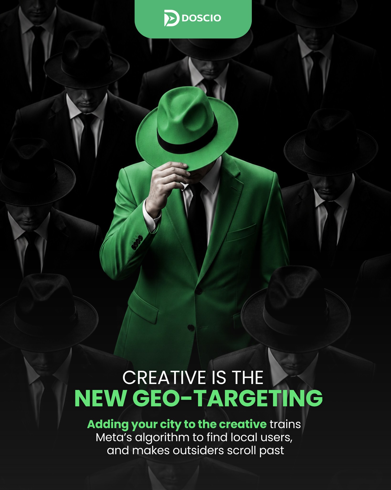 Doscio Facebook ad: Most advertisers still think targeting alone determines who…