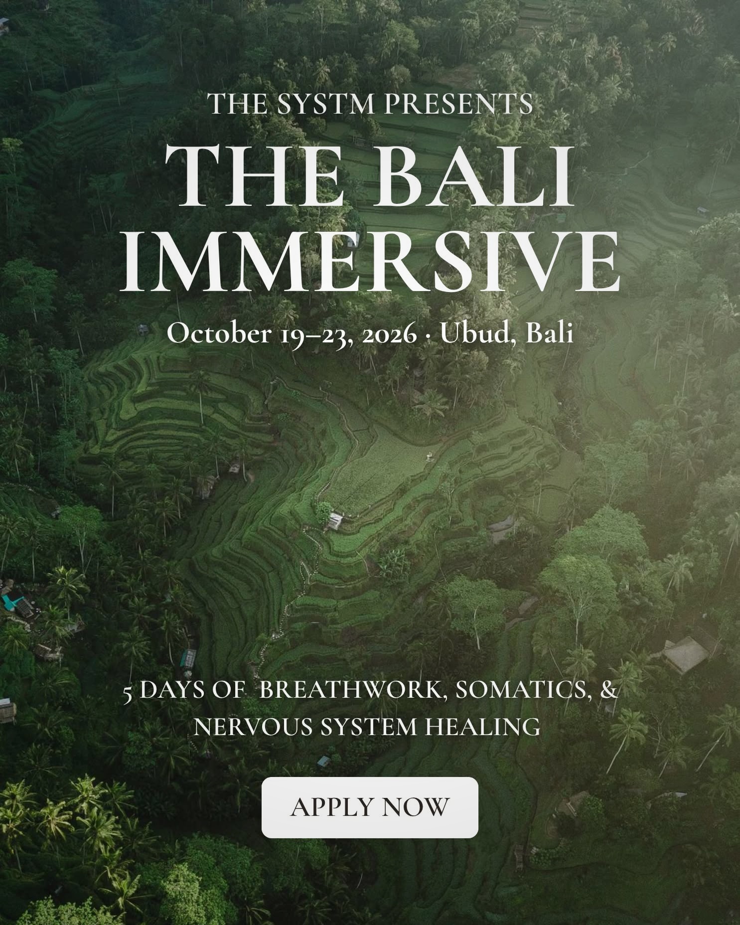 The SYSTM Facebook ad: Five Days in Bali. Oct 19-23.