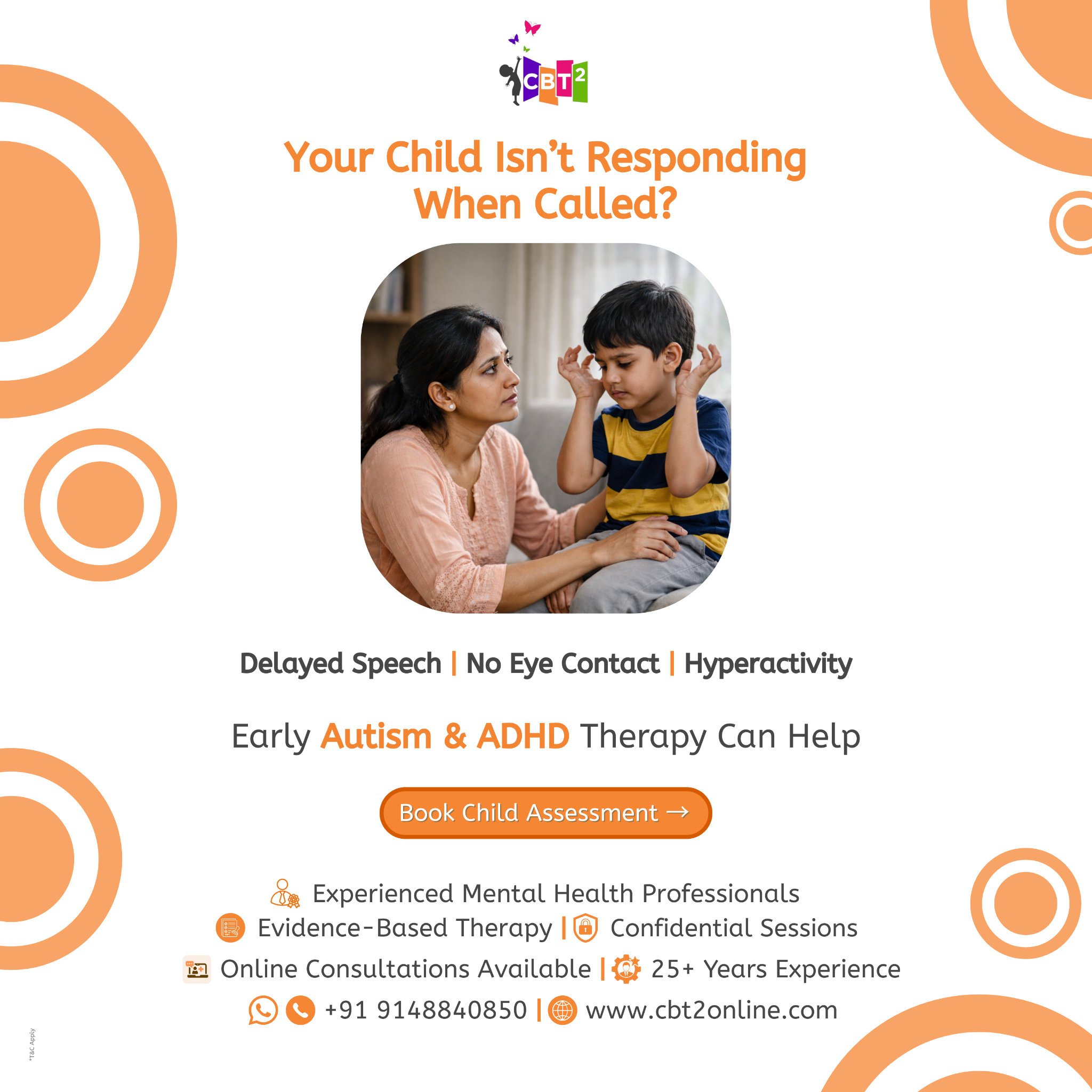 CBT2 - Autism, ADHD, Couple Counselling, Emotional Wellness Facebook ad: As a parent, you may notice small signs…