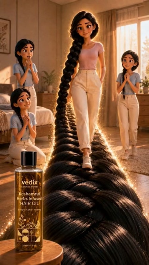 Vedix Ayurveda Facebook ad: Vedix Keshamrut 16+ Herbs Infused Hair Oil