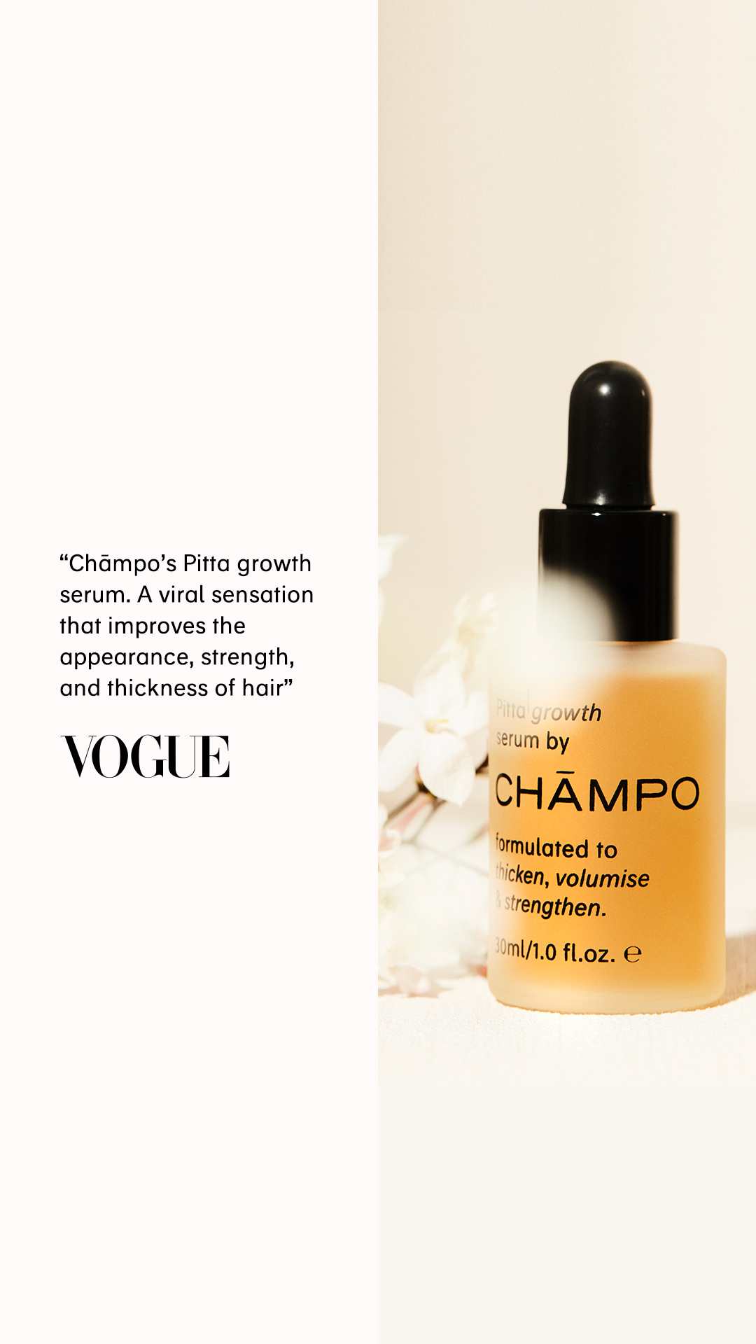 Chāmpo Haircare Facebook ad: For Thicker, Fuller Hair