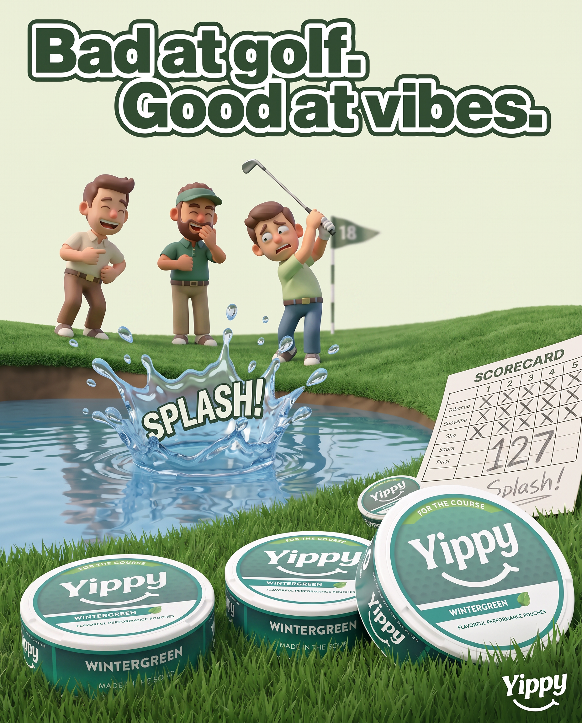 Yippy Facebook ad: Bad At Golf. Good At Vibes.