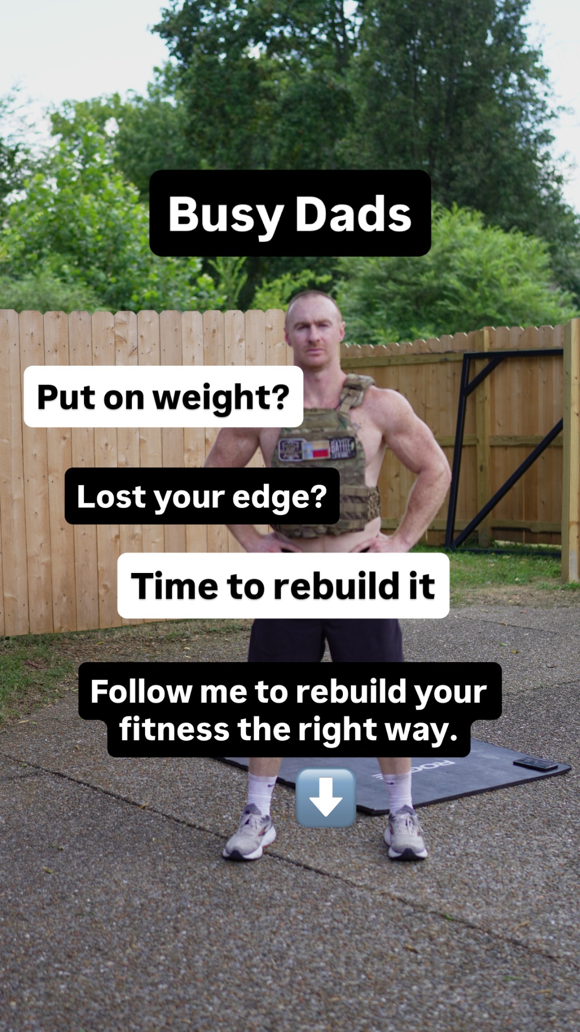 K Squared Fit Facebook ad: Busy dads: 10-30 lbs heavier than you want…