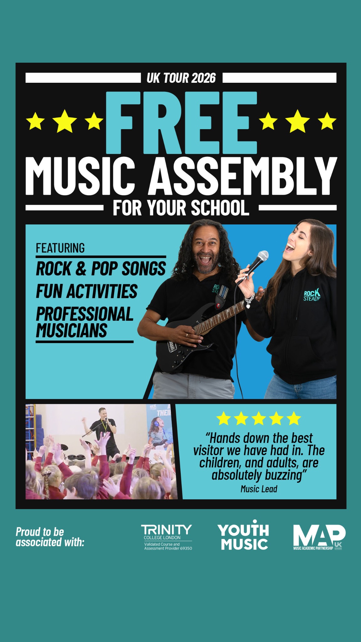 Rocksteady Music School Facebook ad from Apr 24, 2026