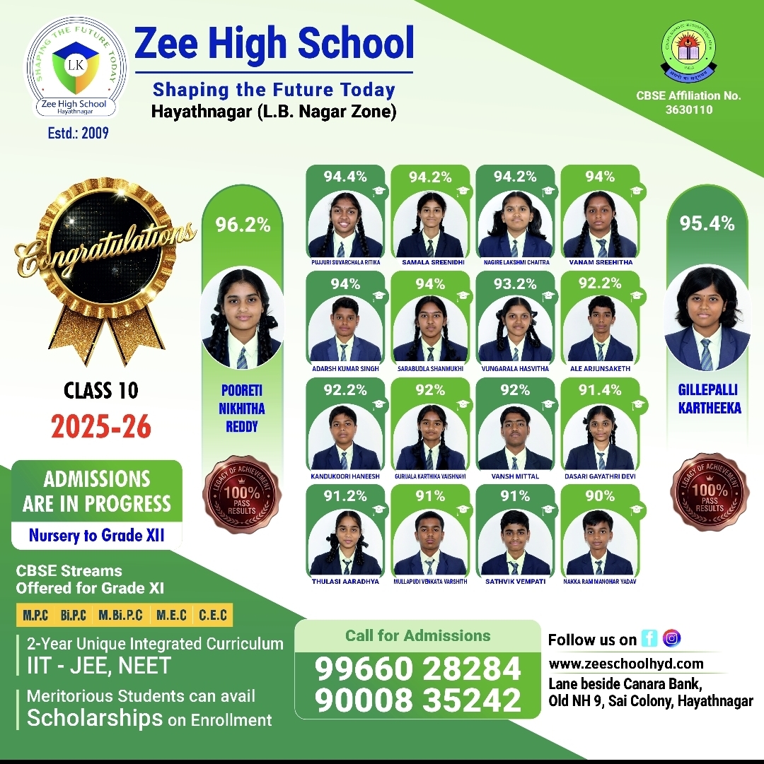 Zee High school Hayatnagar Facebook ad