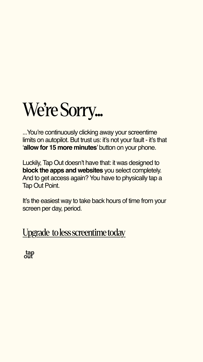 Tap Out Facebook ad