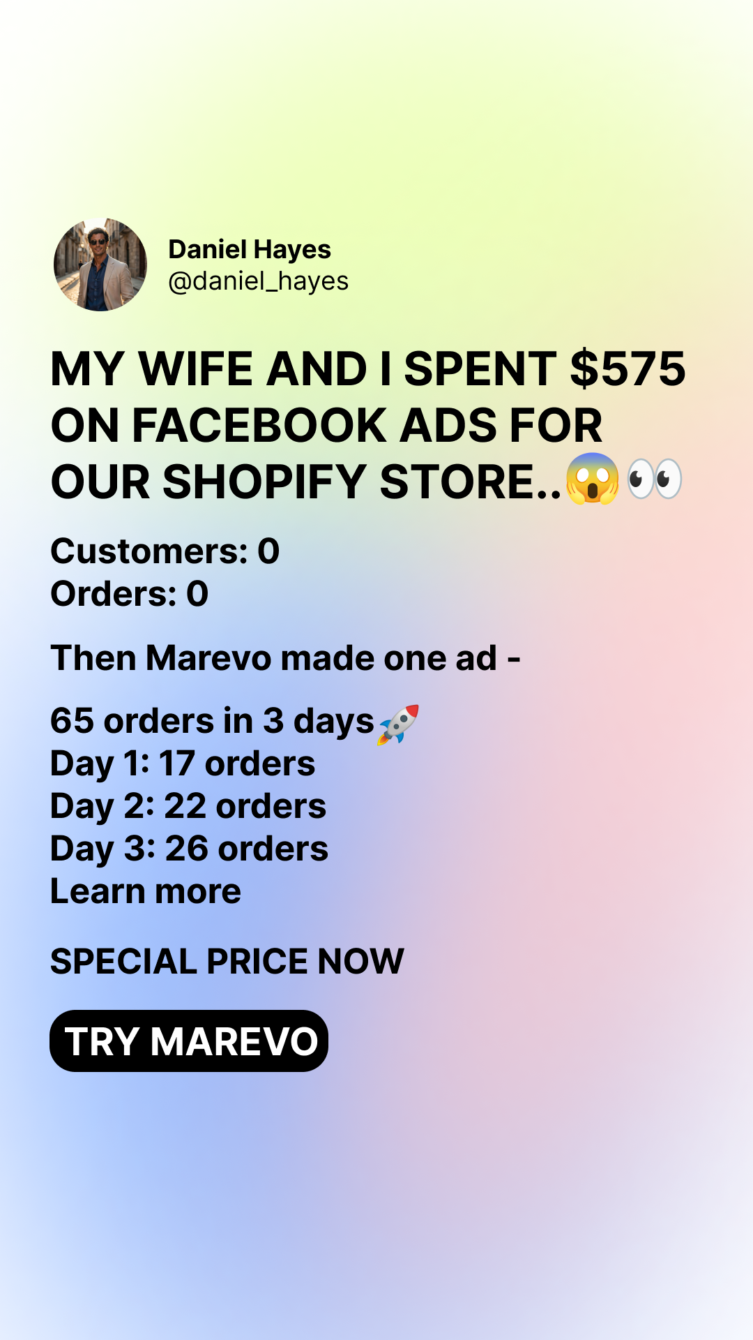 Marevo - AI Ads That Sell Facebook ad: START GENERATE AI ADS