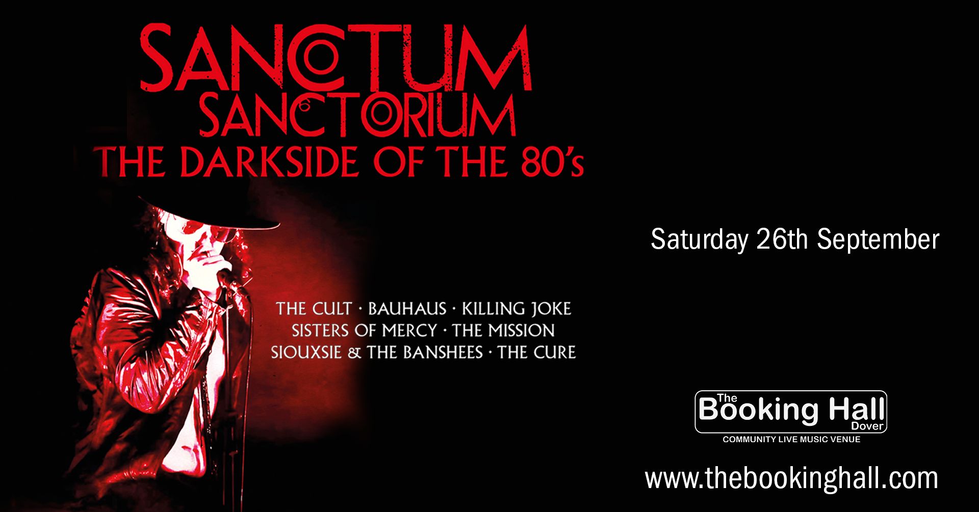 The Booking Hall, Dover Facebook ad: Sanctum Sanctorium: Darkside of the 80's