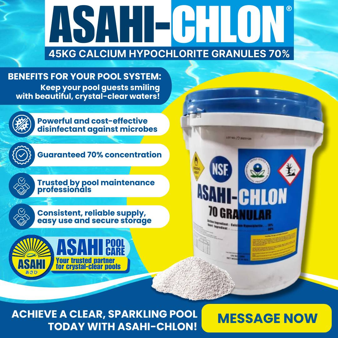ASAHI Chlorine and Pool Care PH Facebook ad from Jan 23, 2026