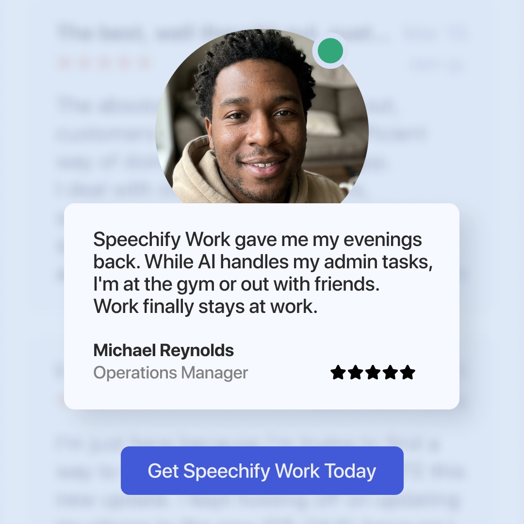 Speechify Work Facebook ad