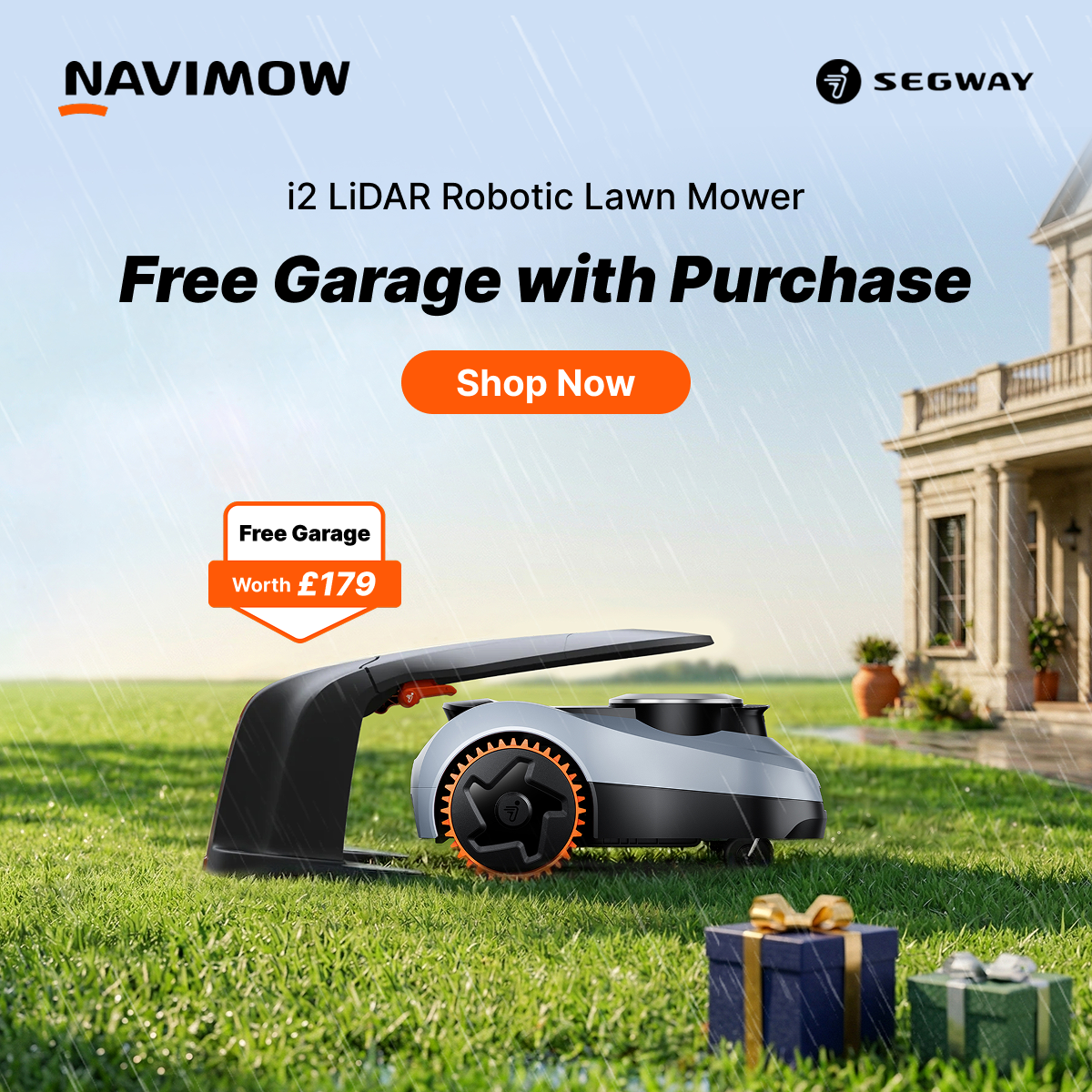 Segway Navimow Facebook ad: Navimow i2 LiDAR Robotic Lawn Mower, Drop and Mow. Tap and…