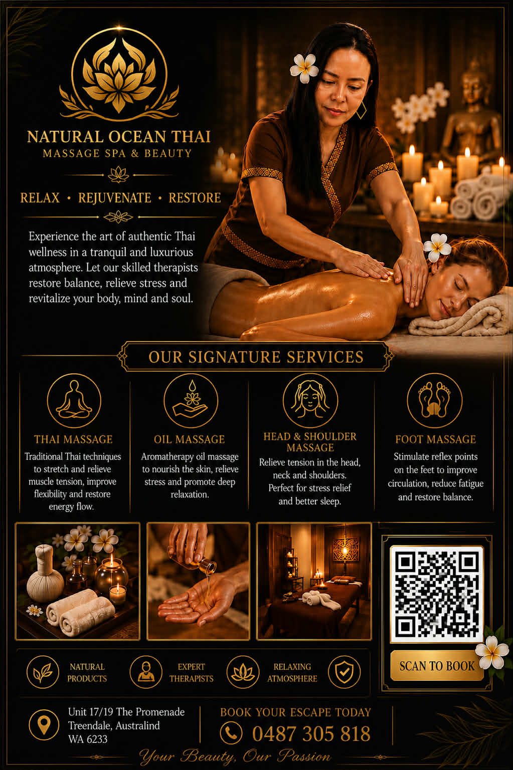Natural ocean Thai massage in Treendale Facebook ad from Jul 6, 2026
