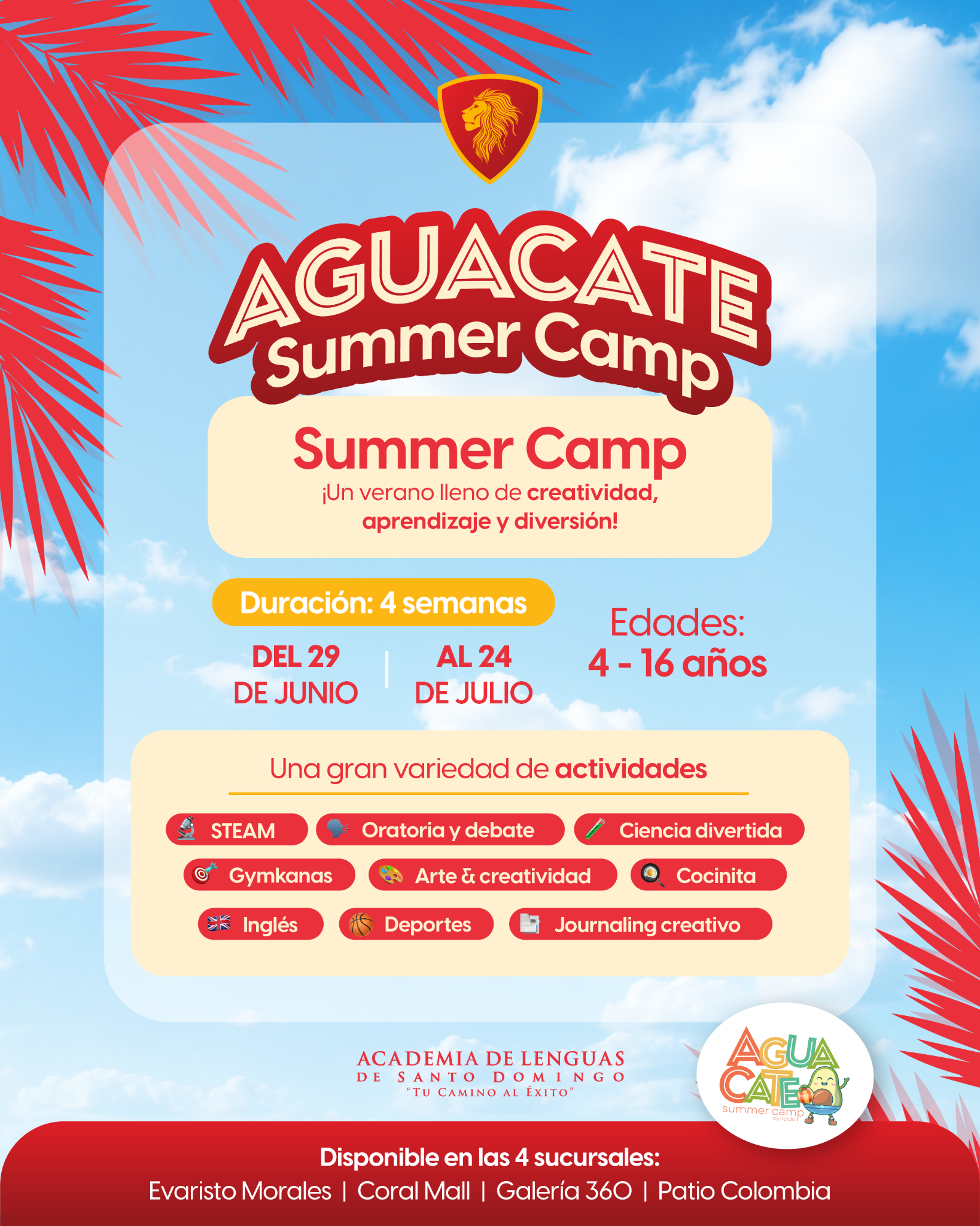 Academia De Lenguas De Santo Domingo Facebook ad: ¡Aguacate Summer Camp!