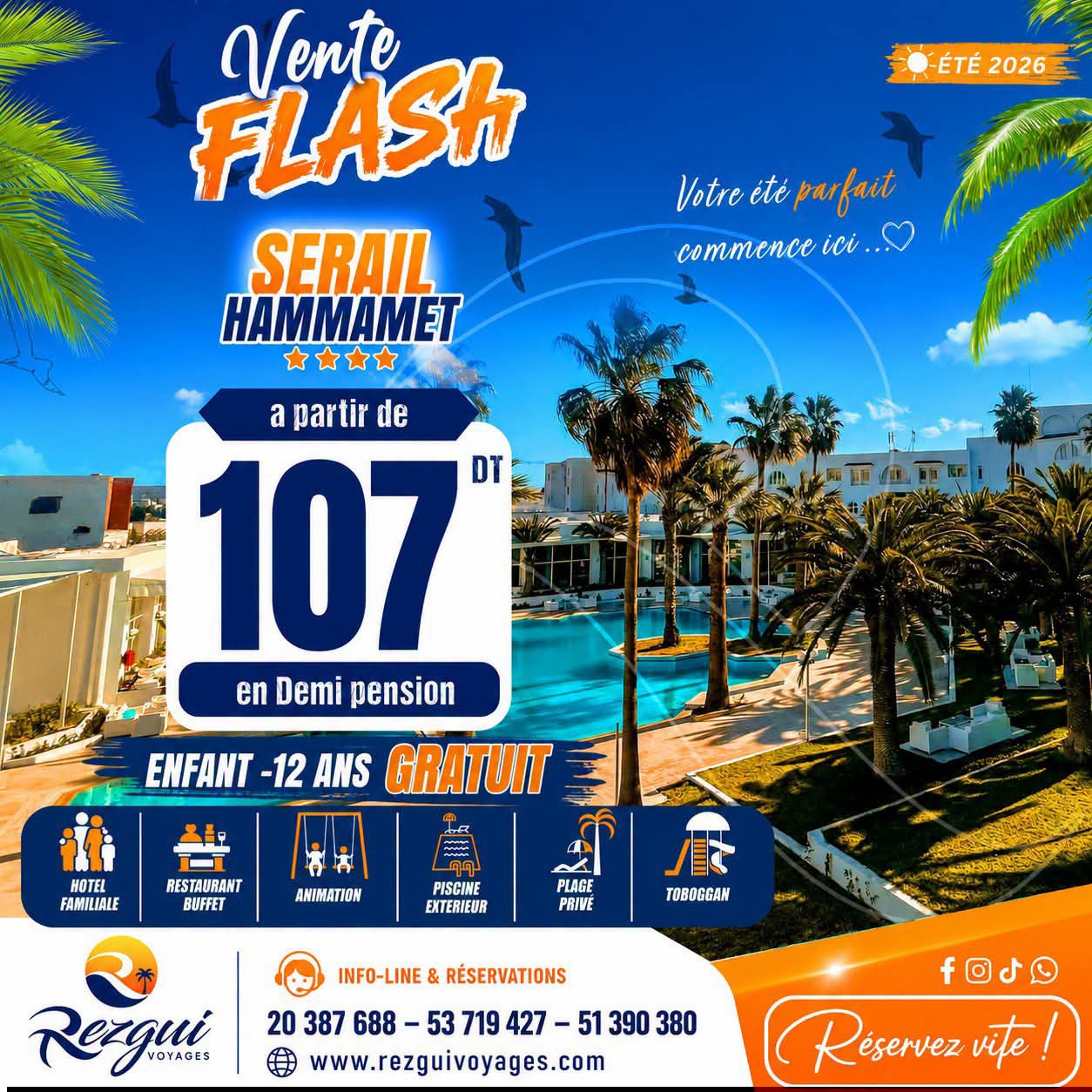 Rezgui Voyages & Loisirs Facebook ad: HΓ΄tel 4 Γ partir de πππ_ππ en Piscineβ¦