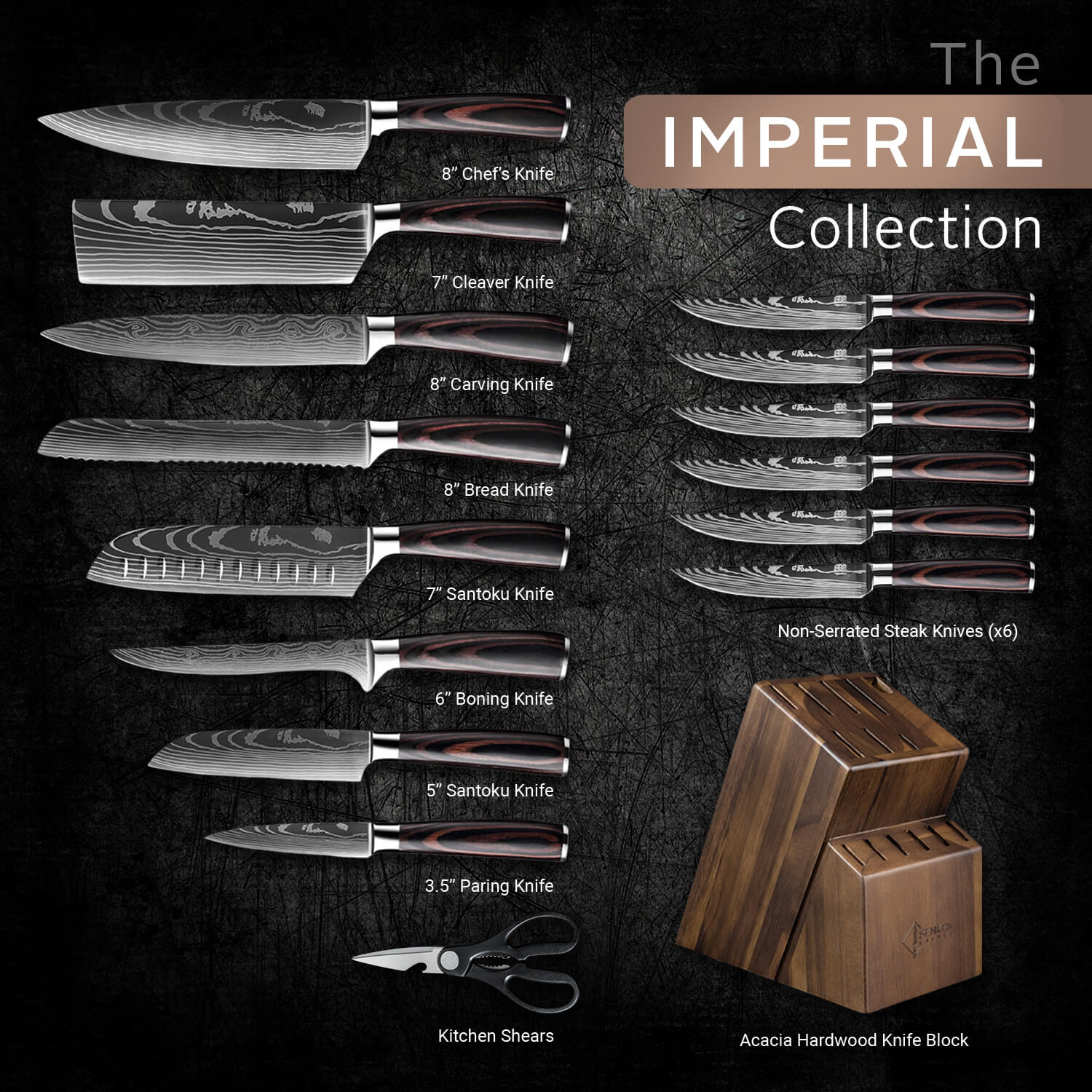 Senken Knives Facebook ad: Imperial 16-Piece Japanese Knife Block Set