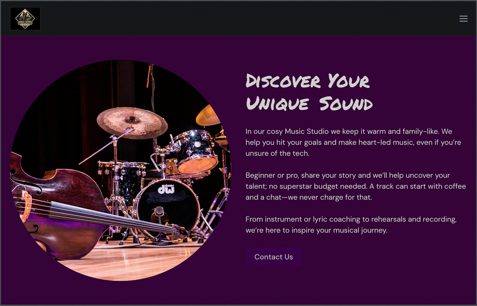 Under The Drums - Music Studio Facebook ad: At our cosy music studio, we keep things…