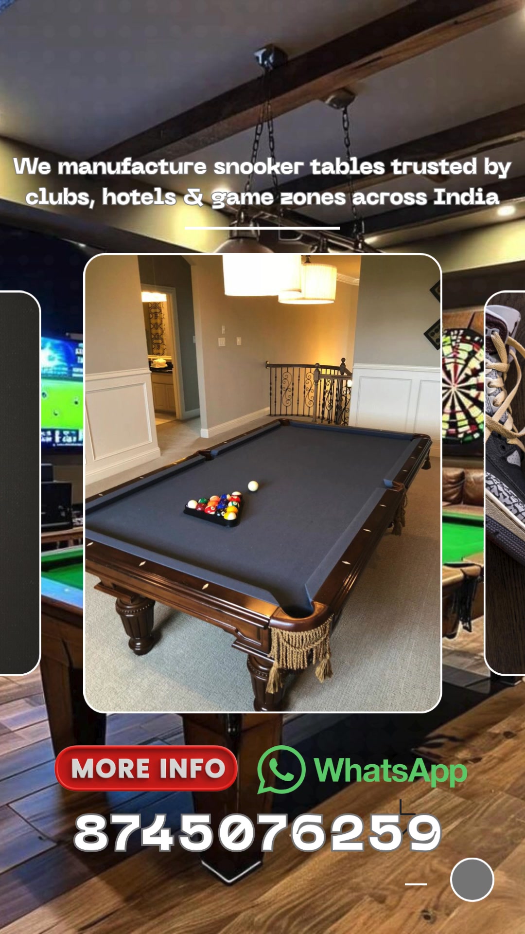 PM Billiards Facebook ad: Get Pool Table Price & Catalog